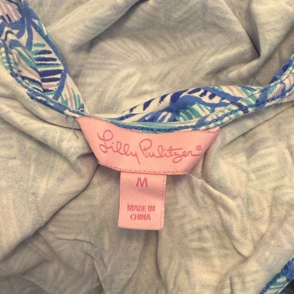 Lilly Pulitzer Paulina Elegant Blue Leaf Pattern Let’s Mango Jumpsuit Size M - Picture 10 of 13